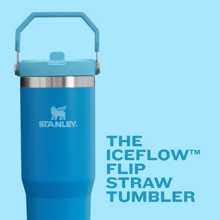Stanley IceFlow Stainless Steel Tumbler with Straw - Vacuum Insulated Water Bottle for Home, Office or Car - Reusable Cup with Straw Leakproof Flip - Cold for 12 Hours or Iced for 2 Days (Rose Quartz)