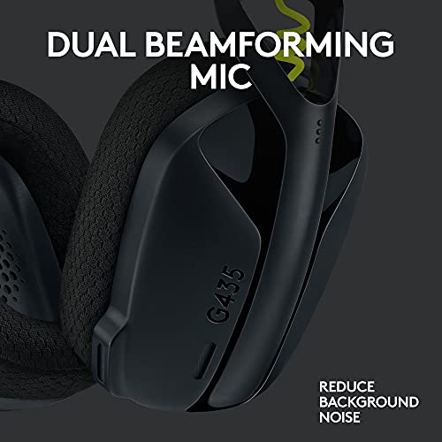 Logitech G435 Lightspeed & Bluetooth Wireless Gaming Headset - Ultra Lightweight 165G Over-Ear Headphones, Built-In Mics, 18H Battery, Compatible With Dolby Atmos, Pc, Ps4, Ps5, Mobile - Black