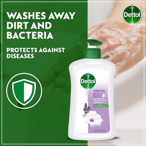Dettol Sensitive Liquid Handwash Pump, Lavender & White Musk Scent, 200ml x 3