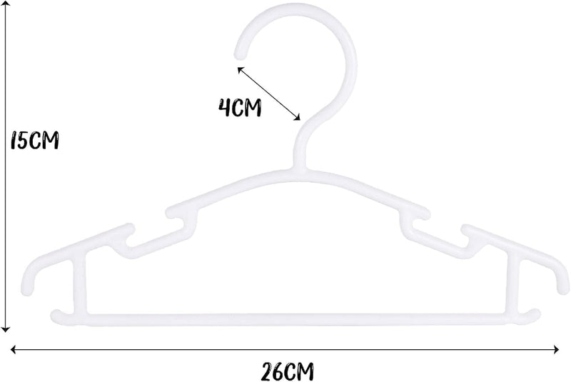 Red Dot Gift® 10-Pack Baby Clothes Hangers Nonslip Children Coat Hangers Plastic Nursery Hangers With Notched Shoulder For Babies Toddlers Kids Clothes Hanger,suit hanger (White)