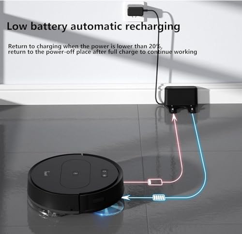 Robot Vacuum with Mop, 3600Pa Automatic Self-Charging Robotic Vacuum Cleaner,2 in 1 Mopping Robot Vacuum with Watertank & Dustbin,Self-Charging,Slim,Strong Suction,Ideal for Hard Floor,Pet Hair,Carpet