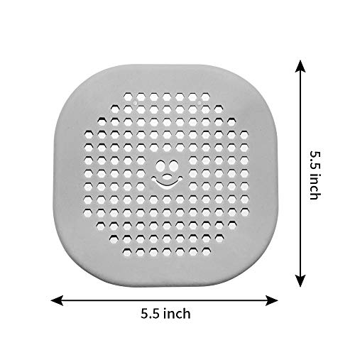 VIKKA 5 PCS Silicone Sink Strainer, Anti-Clogging Shower Drain Hair Trap Catcher, Kitchen Sink Stopper - Bathroom Sink Set, Filter for Bathroom Tub (Gray)