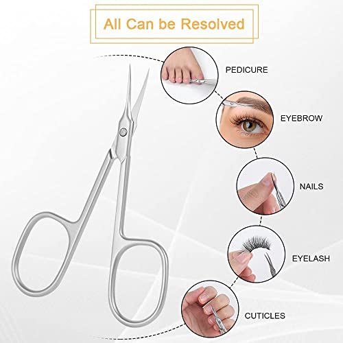 URAQT Professional Stainless Steel Curved Cuticle Scissors - Sharp for Dead Skin, Manicure, Pointed Beauty Trimming - Eyebrows, Nose Hair, Finger & Toe Nail Care