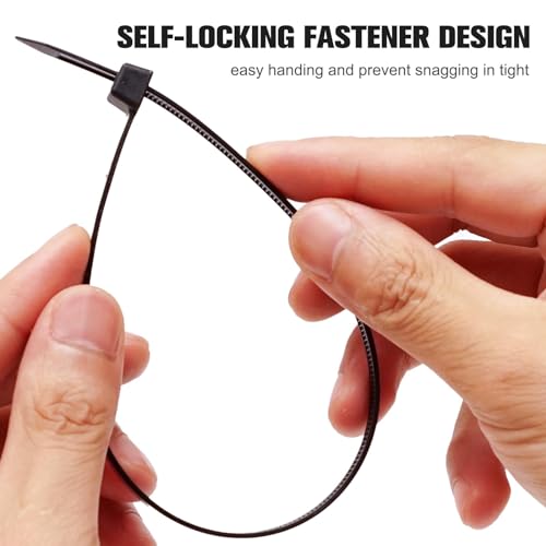 MOMENT Self Locking Cable Ties | 300 x 4.8 mm 12" inch | 100 Pieces, Black | Heat Resistant Cable Zip Ties | Self-Locking Cable Organizer | Anti - Slip Wire Organizer | For Indoor & Outdoor Use