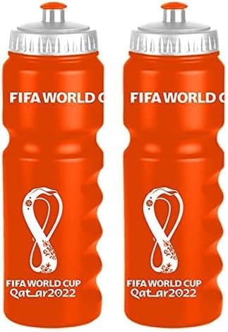 World Cup Qatar 2022 Graphic Printed Hdpe Sports Water Bottle 750ml Orange, RT5008014 - 0.8 ÙÙØªØ± (Pack of 2)