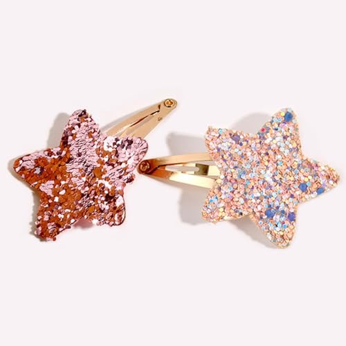 Tazweeq 16Pcs Clips for Girls,Cute Hair Clips No Slip Metal Snap Hair Pins, Girls Kids Glitter Hair Accessories, Star Shaped Kids Hair Clips