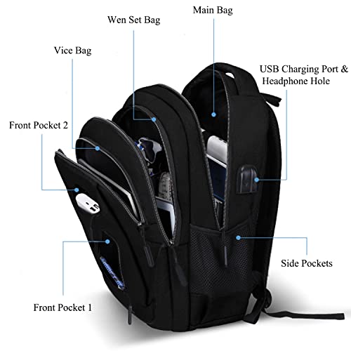 Vaupan Business Travel Laptop Backpack, Water Resistant College School Computer Bag Gifts with USB Charging Port for Men & Women Fits 15.6 Inch Notebook