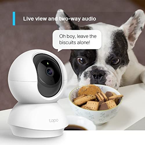 TP-Link 3MP Indoor Wi-Fi Camera (2K), Surveillance Camera, Night Vision, Real Time Notifications, Cloud Storage and MicroSD up to 256GB, Works with Alexa and Google Assistant (Tapo C210), bianco