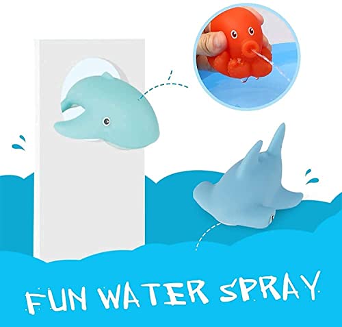 Mumoo Bear Baby Bath Toys, Scoop Net Fish Pool Toys With Spray, Sounds, Color Changing Toddler Bathtub Toys