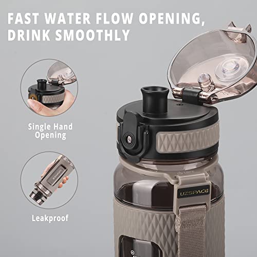 Drinking Water Bottle | Water Bottle for Men, Women & Kids | Leakproof BPA Free Yoga & Gym Running Water Bottle with One-Click Lock | Anti-Fall Tritan Sports Water Bottle (800-ml, Oak Gray)