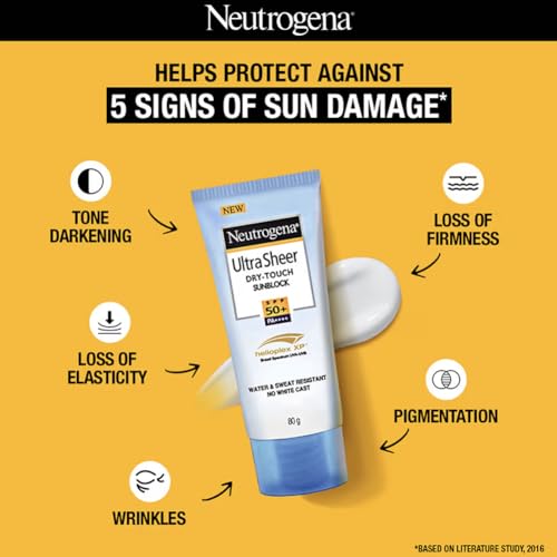 Neutrogena Ultra Sheer Dry Touch Sunblock SPF 50+ Sunscreen (White,80 g))