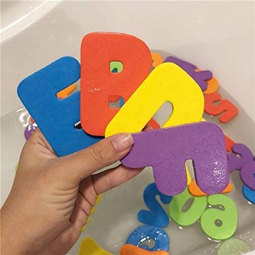 KASTWAVE Bath Toys Organizer + 36 Soft Foam ABC 123 Letters & Numbers Bathroom Alphabet Baby Toys for Early Learning Foam Letters and Quick Dry Storage Net Bag