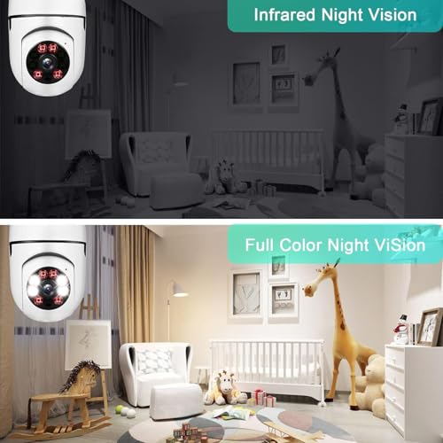 Smart 360° Light Bulb Security Camera - 1080P HD WiFi cctv camera for home - Indoor and Outdoor Use - Motion Detection - Night Vision - Two-Way Audio - Wireless Surveillance Camera