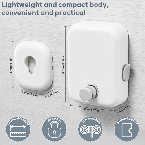 KASTWAVE Heavy Duty Retractable Clothesline - Indoor & Outdoor Wall Mounted Drying Line with Steel Wire Rope for Easy Hanging