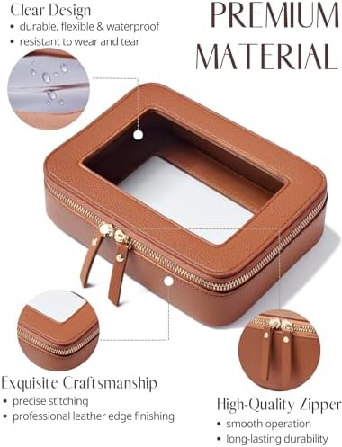Small Cosmetic Bag for Purse Mini Makeup Bag for School Cute Clear Make Up Pouch for Travel Tiny Leather White Make Up Organizer Case for Backpack Toiletry Bag Waterproof Square Pouch with Zipper