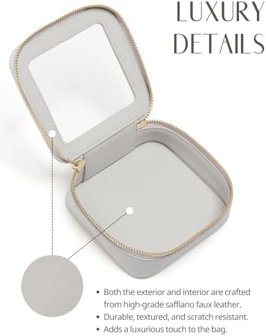 Small Cosmetic Bag for Purse Mini Makeup Bag for School Cute Clear Make Up Pouch for Travel Tiny Leather White Make Up Organizer Case for Backpack Toiletry Bag Waterproof Square Pouch with Zipper