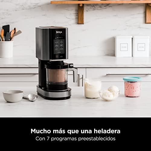 Ninja CREAMi Ice Cream Maker & Dessert Machine with 3 Containers, 7 Programmes, Making Ice Cream, Gelato, Sorbet, Smoothie Bowls, Milkshakes and More, Black/Silver, 1.4 L Ice Cream Capacity, NC300EU