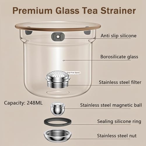 Enchanti Tea Pot with 2 Cups, Glass Teapot with Infuser, Magic Witchcraft Enchanted Tea Kettle with Strainer for Water Separation, Magical Push Control Tea pot for Loose Leaf Herbal Teas, 600ML