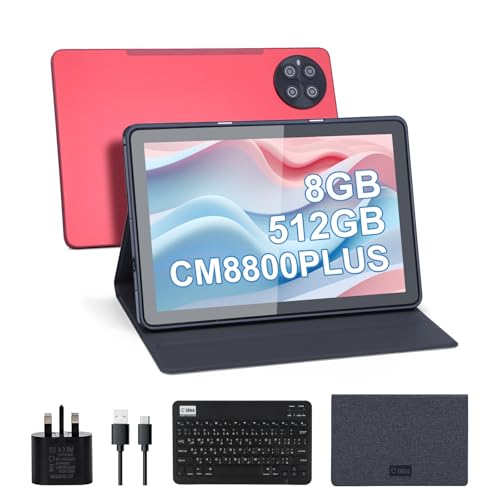C idea 10.1 inch Tablet,8GB Tablet PC with Android 13,Dual SIM,5G LTE 1280x800 IPS HD Touch Screen,Long Lasting Battery Tablet,CM8800 Plus (Red)
