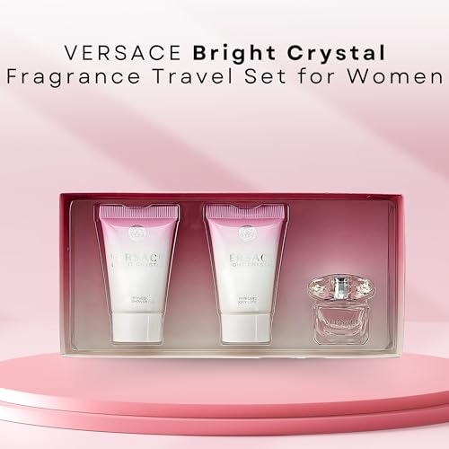 Versace Bright Crystal 3 Pieces Mini Set For Women - 1 EDT 5 ml +25 ml Shower Gel +25 ml Body Lotion