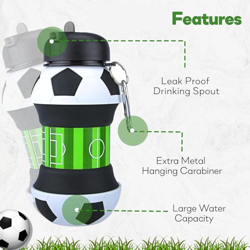 SWIUKPHE Collapsible 550ml BPA Free Sports Water Bottle for Kids, Hiking, Gym, School & Sports, Traveling