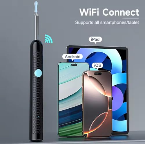 SEA5A® Ear Wax Remover Cleaner Ear Wax Removal Tool With HD CAM, Scope and 6 LED Lights, Ear Cleaner, Ear Wax Cleaning Kit - Earwax Remover Tool with 8 Spoon, For Android And IPHONE.