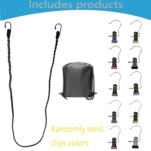 Retractable Portable Clothesline for Travel and Home, Tri-Braided Cord Clothes Line with 10 Windproof Clothes Clips, for Indoor Laundry Drying line,Outdoor Camping Hanger Accessories