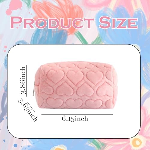 LYDZTION Plush Makeup Bag Cosmetic Bag for Women,Zipper Large Solid Color Travel Toiletry Bag Travel Make Up Toiletry Bag Washing Pouch, white