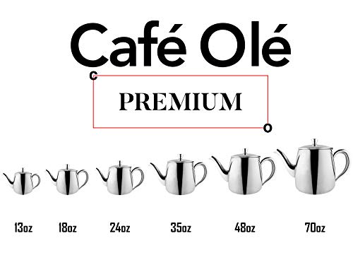 CafÃ© OlÃ© Ol PT-024 Premium Tea Pot, 18/10 Stainless Steel, Mirror Polished, 24oz, Stay Cool Hollow Handles, Perfect Pour Spout, Silver