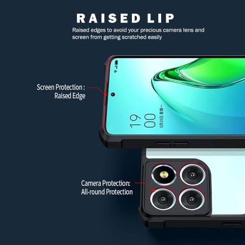 Zubitech Honor X5B / X5B Plus Clear Hard PC Back Cover Case with Shockproof Premium TPU Black Border 360 Degree Impact Resistant Camera lens Protection Transparent Cover For Honor X5B / X5B Plus