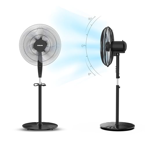 Nikai 16 Inch Pedestal Fan, 45 Watts Power, T" Class Motor, High-Performance Copper Motor, Wide Angle Oscillation, 5 Leaf "AS" Blades, 3 Speeds, Energy-Efficient, Ideal for Home & Office - NPF1631T