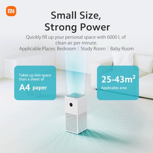 Xiaomi Smart Air Purifier 4 Lite App/Voice Control,Suitable For Large Room Smart Air Cleaner Global Version, 360 M3/H Pm Cadr, Oled Touch Screen Display - Mi Home App Works With Alexa - White