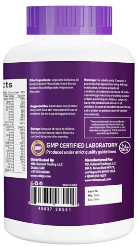 NBL Natural Women's Multivitamin for Women 50 Plus, Multivitamin Multimineral Supplement with Vitamin D3, B Vitamins, Supports Memory, and Cognition in Older Adults â€“ Once Daily, 200 Tablets