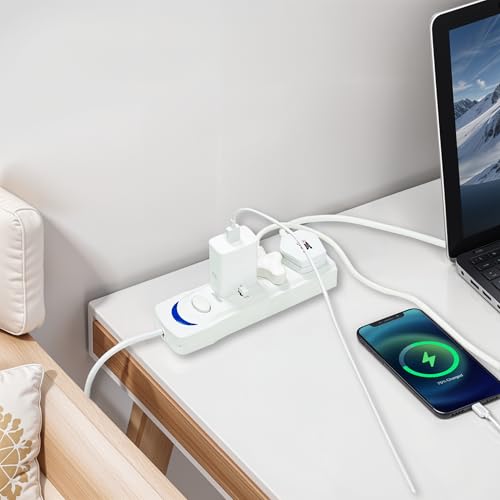 Unipower EX-1242 Power Socket with 3 Way Outlets and Extension Cord, 3 Meter Length, White