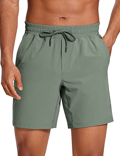 CRZ YOGA Men's Linerless Workout Shorts -9'' Quick Dry for Running Sports Athletic Gym with Pockets
