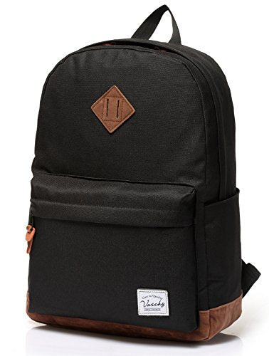 VASCHY Men's Backpack, Women's Waterproof School Bag, Boy Girl Computer 15.6 Inch Vintage for School, College, Work, Travel, Leisure