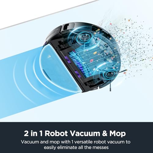 EUREKA Robot Vacuum Cleaner and Mop Function 2-1, Bagless Dust Self-Empty, Auto Lifting Mop, up to 180 Minutes Runtime, App Control, 5200mAh for Pet Hair, Carpets, Hard Floor
