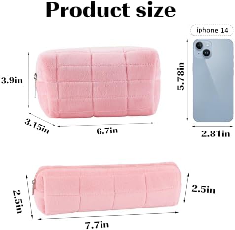 ZLFSRQ 3Pcs Checkered Makeup Bag for Women Large Cosmetic Bag Set Travel Toiletry Bag Makeup Pouch Bag for Purse Pink Zipper Storage Bag Organizer Cute Small Aesthetic Girls Car Essentials Bag