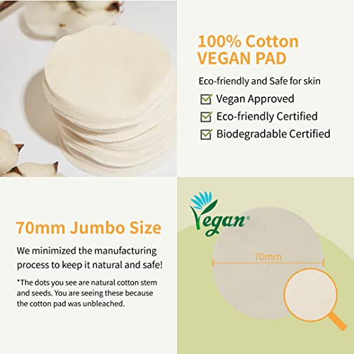 numbuzin No.3 Toner Pads | Radiance Glowing Jumbo Essence Pad | Clear Glass Skin, Skin Radiance, Texture Care | Biodegradable Vegan Pads, Fermented Ingredients, Niacinamide | 70 pads/150ml