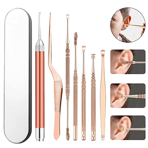 YIOUYI Ear Wax Removal, Ear Wax LED Light Pickers Earpick Remover Curette Earwax Cleaner Spoon Ear Care Booger Cleaning Tweezers Forceps Tool