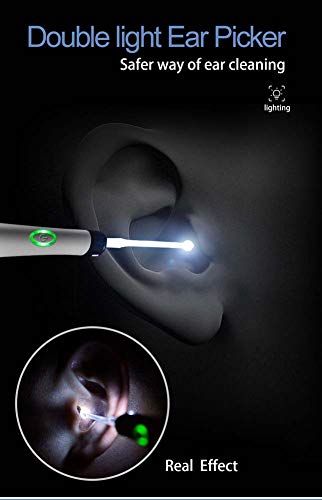 RZiioo Electric Earwax Removal,Safe Sonic Vibration Electric Earwax Removal Tool with LED Light Ear Picks Spiral Ear Spoon, Ear Cleansing, for People of All Ages,Black