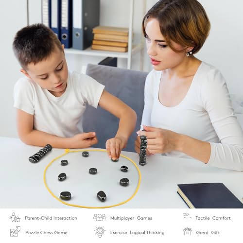 Foquyai 2024 New Magnetic Chess Game,Magnetic Chess Game with 24 Stones,Magnetic Chess Game Using String and Stones,Magnet Chess Game,Family Game Party Game for Kids and Adults