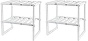 SKY-TOUCH Expandable Under Sink Storage 2 Tiers, Kitchen Adjustable Storage Organizer Rack, White - 50~70 cm (Pack of 2)