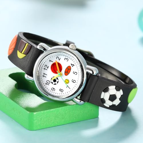 2 Packs Kids Watches for Boys, Toddler Watches Cute Football Cartoon Children Wrist Watch Easy Read Time Teacher Waterproof Boys Watch