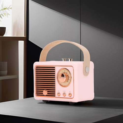 Bewinner Retro Bluetooth Speaker for Decor, Compact Radio Program Bluetooth Speaker, Wireless Mini Bass, Retro Portable Speaker for Desk Bedroom Party