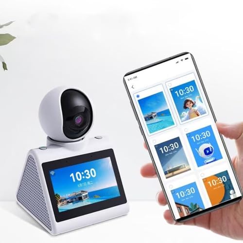 Wisoqu Two Way Video Calling Camera, 2K Indoor Home Security Camera with 4.3inch HD Screen, Pet Dog Smart Audio and Video Camera with AI Voice, Daily Clock Reminder, One Click Video Call