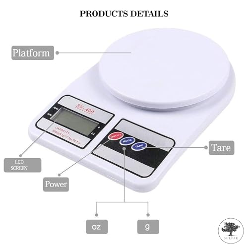 Sulfar Electronic Digital Kitchen Scale Portable Multi function Food Scale, High Precision for Perfect Meal, Auto Calibrate Function, High Accuracy up to 10kg with Back Light