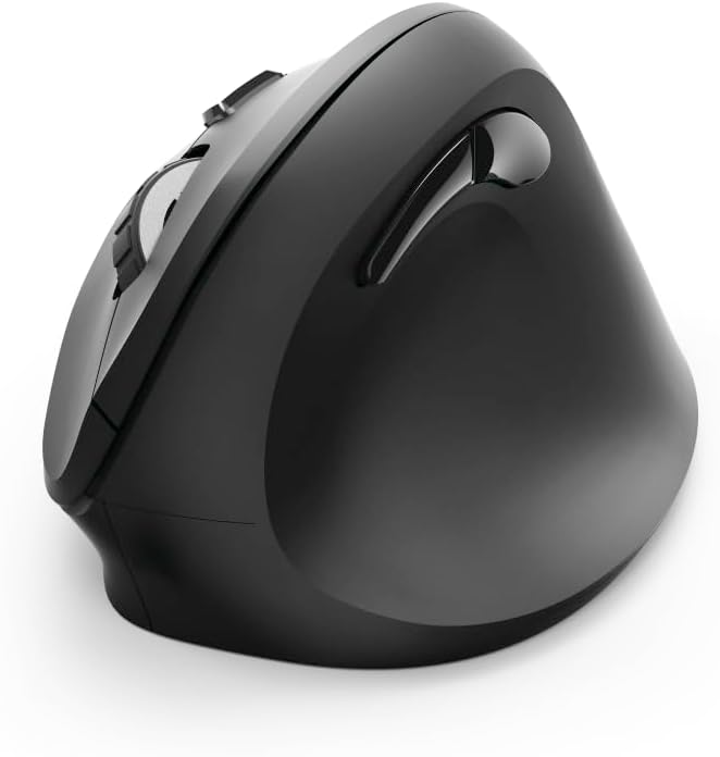 HAMA 182699 Vertical, Ergonomic ''EMW-500'' Wireless Mouse, 6 Buttons, Black - (Pack of1), USB - Black Modern