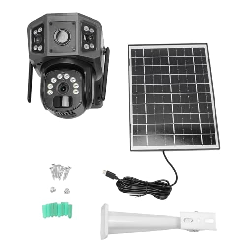 Solar Security Camera, 4K 8MP Outdoor Wireless WiFi Cameras, 360° PTZ, Night Vision PIR Human Detection, 2 Way Talk Home Surveillance Solar Camera