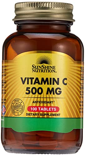 Sunshine Nutrition Vitamin C 500Mg, 100 Tablets | Antioxidant | Gluten Free | Dietary Supplement